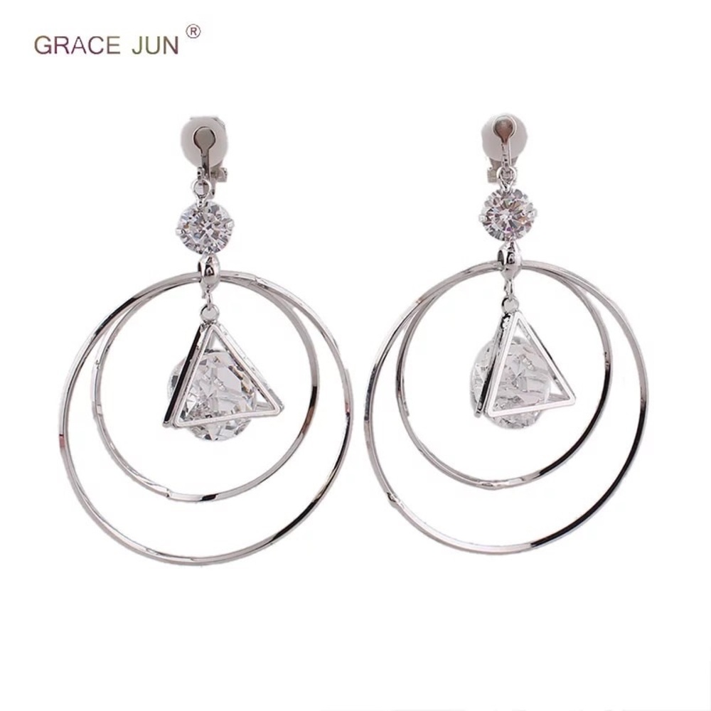 Double hoop silver earrings